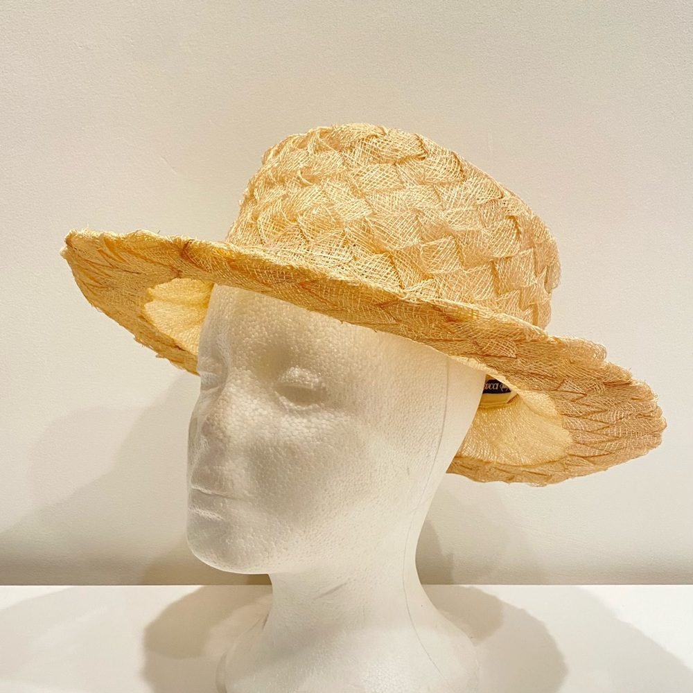 New vintage Daniele Meucci 100% Natural Straw unique checkerboard Woven Hat. - Picture 4 of 12